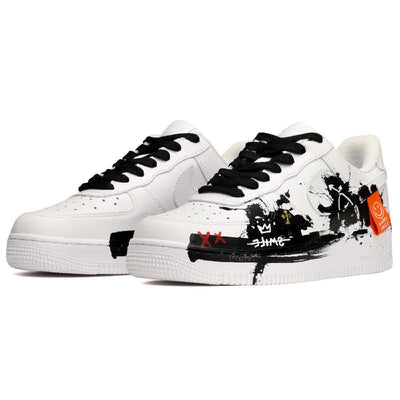 Custom Freehand Brushwork Air Force 1 Black/White – custom sneakers view 2 | DiySneakers