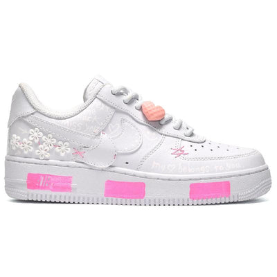 Custom cross-shaped heart-shaped white powder Air Force 1 – custom sneakers view 2 | DiySneakers