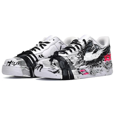 Custom Female dark hero black and white pink Air Force 1 Core Black / Cloud White / Team Shock Pink 2 – custom sneakers vi…