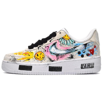 Custom heart-shaped small daisies in off-white Air Force 1 – custom sneakers view 2 | DiySneakers