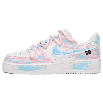 Custom Macaron Love in blue and pink Air Force 1 Blue/pink – custom sneakers view 2 | DiySneakers