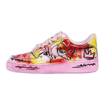 Custom artistic graffiti pink Air Force 1 Pink – custom sneakers view 2 | DiySneakers