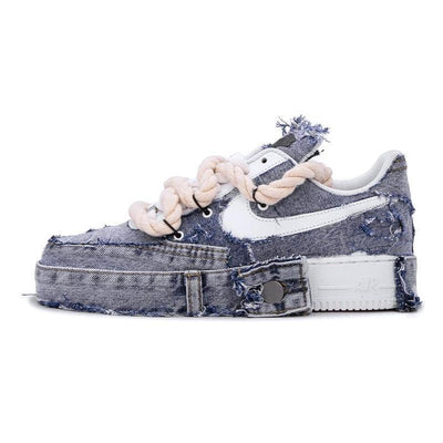 Custom denim cross Air Force 1 – custom sneakers view 2 | DiySneakers