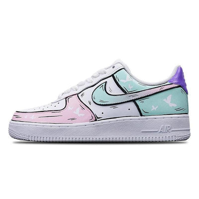 Custom The female butterfly is green, pink and white Air Force 1 Green/pink/white – custom sneakers view 2 | DiySneakers