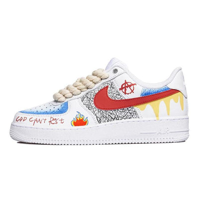 Custom street graffiti in red, yellow and blue Air Force 1 White/Red/Yellow/Blue – custom sneakers view 2 | DiySneakers