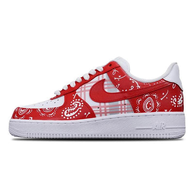 Custom The checkered cashew fruit flowers are red Air Force 1 – custom sneakers view 2 | DiySneakers