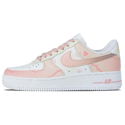 Custom The heart-fluttering rose is pink and white Air Force 1 – custom sneakers view 2 | DiySneakers