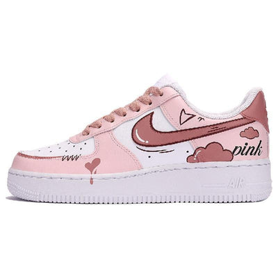 Custom The time of love is pink and white Air Force 1 Pink/white – custom sneakers view 2 | DiySneakers