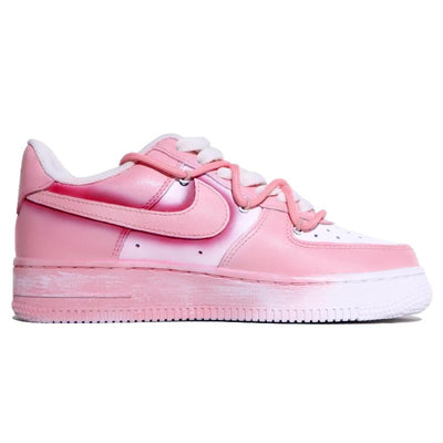 Custom Pink Smudge Air Force 1 Pink, White – custom sneakers view 2 | DiySneakers