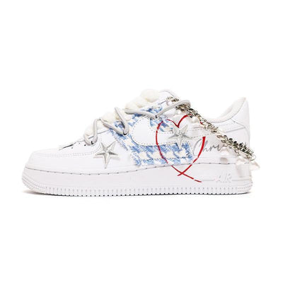 Custom Christmas blue diamond-shaped pearl edition Air Force 1 – custom sneakers view 2 | DiySneakers