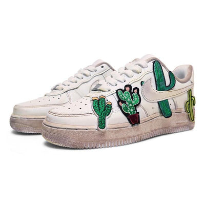 Custom cactus embroidery in earth tones Air Force 1 Earth Tone – custom sneakers view 2 | DiySneakers