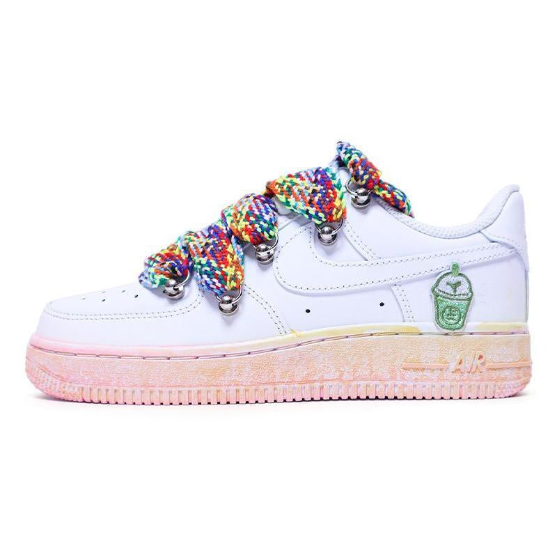 Custom Deconstruction of style dyeing Air Force 1 White/powder – hand-painted custom sneakers | DiySneakers