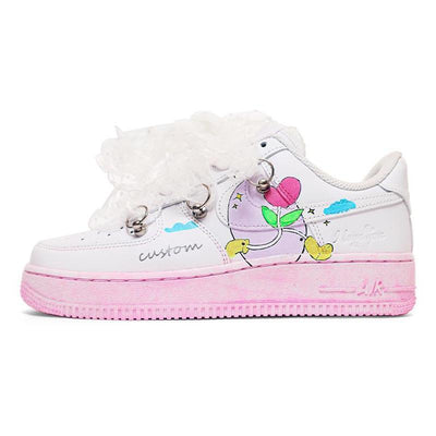 Custom heart-shaped escape sneakers Air Force 1 Pink/white – custom sneakers view 2 | DiySneakers