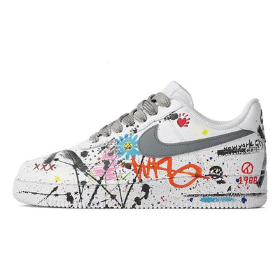Custom world sneakers Air Force 1 White/Multicolor – custom sneakers view 2 | DiySneakers