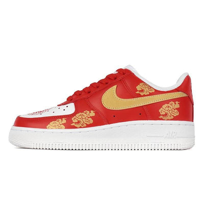 Custom Xiangyun wedding shoes in red gold Air Force 1 – custom sneakers view 2 | DiySneakers