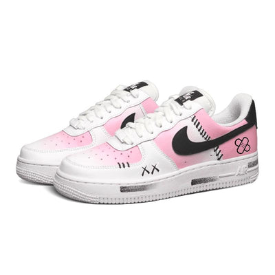 Custom Sweet Bandage Air Force 1 White/Black/Pink – custom sneakers view 2 | DiySneakers