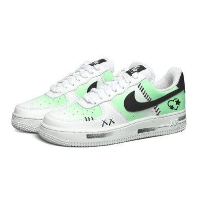 Custom Black-green heart star Air Force 1 White/Black/Green – custom sneakers view 2 | DiySneakers