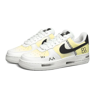 Custom Black and yellow band-aids Air Force 1 White/Black Yellow – custom sneakers view 2 | DiySneakers
