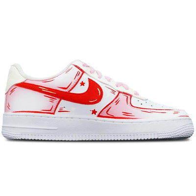 Custom Golden heart-shaped wing Air Force 1 Pink/white – custom sneakers view 2 | DiySneakers