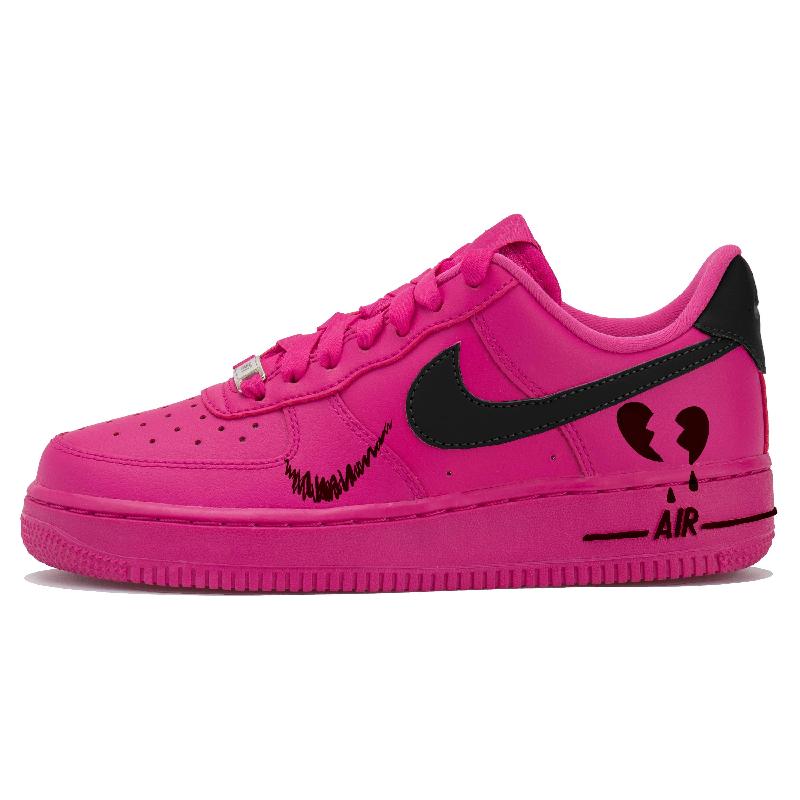 Custom Rose pink double-hook Air Force 1 – hand-painted custom sneakers | DiySneakers