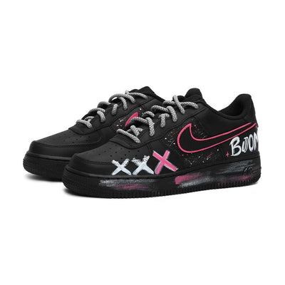 Custom high street dark ink-wash black rose Air Force 1 – custom sneakers view 2 | DiySneakers