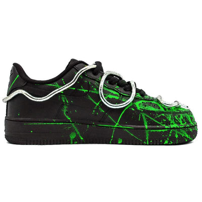 Custom Snake green style Air Force 1 Black/Green/Silver – custom sneakers view 2 | DiySneakers