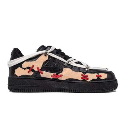 Custom The female toe bones are deconstructed in black, red and beige Air Force 1 Black/beige/red – custom sneakers view 2…