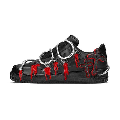 Custom dark Medusa cross in black and red Air Force 1 Black/Red – custom sneakers view 2 | DiySneakers