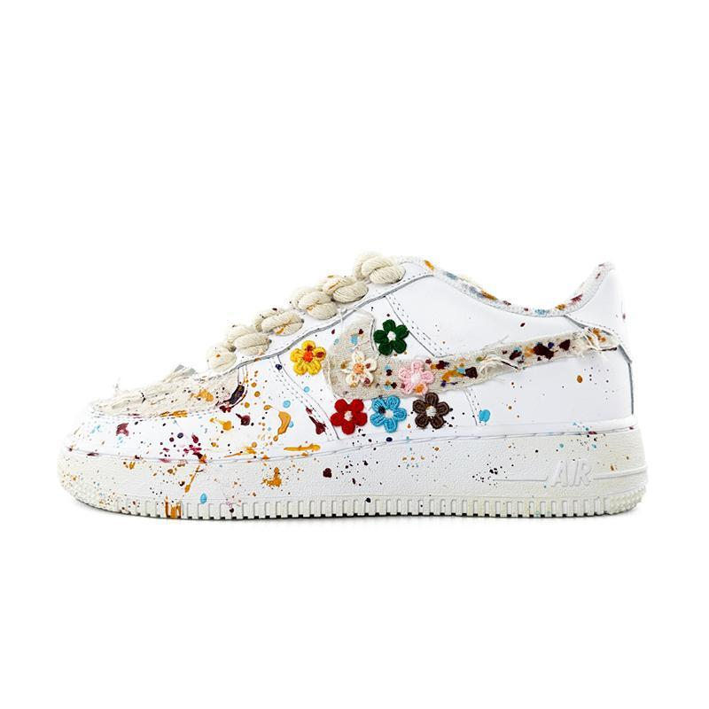 Custom Valentine Day sticker flowers Air Force 1 – hand-painted custom sneakers | DiySneakers