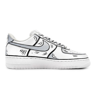 Custom Female dynamic 2D black and grey style Air Force 1 White/black/gray – custom sneakers view 2 | DiySneakers