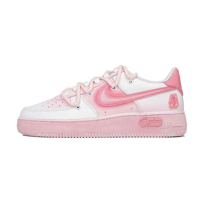 Custom teddy bear gummy candies in pink and white Air Force 1 – custom sneakers view 2 | DiySneakers