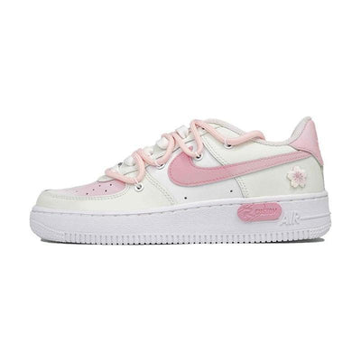 Custom blue cherry blossom pinkish-green Air Force 1 – custom sneakers view 2 | DiySneakers