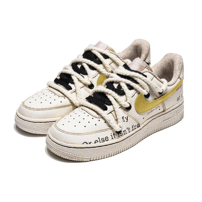 Custom Coffee bright yellow bullet screen Air Force 1 Kids' Grade School – hand-painted custom sneakers | DiySneakers
