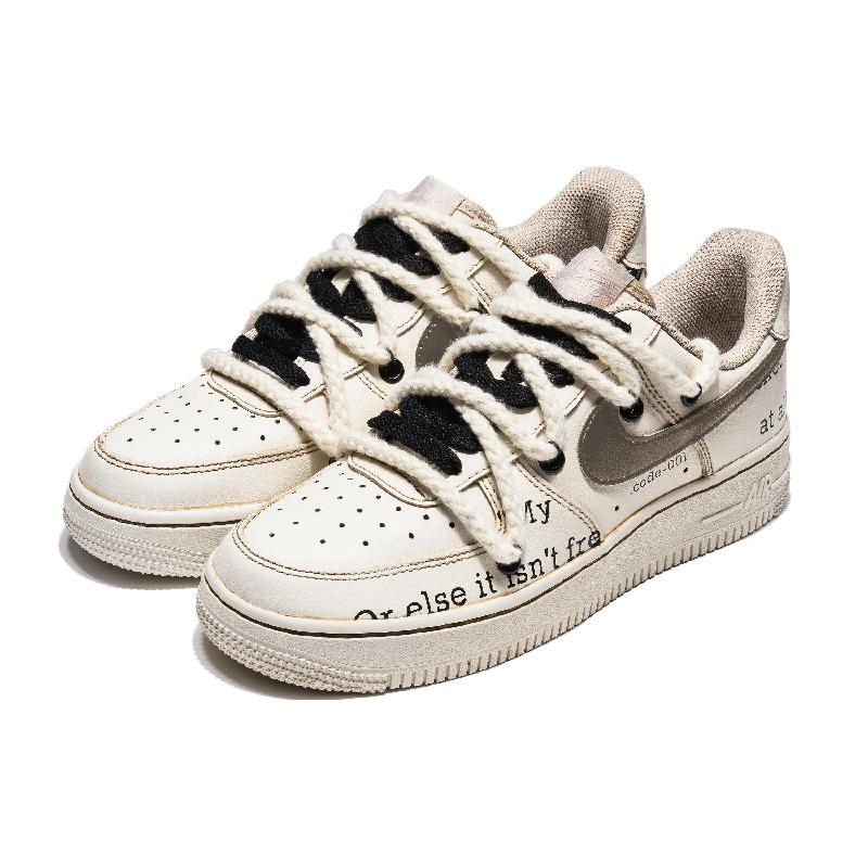 Custom Woman-style coffee bullet-screen mocha Air Force 1 Kids' Grade School – hand-painted custom sneakers | DiySneakers
