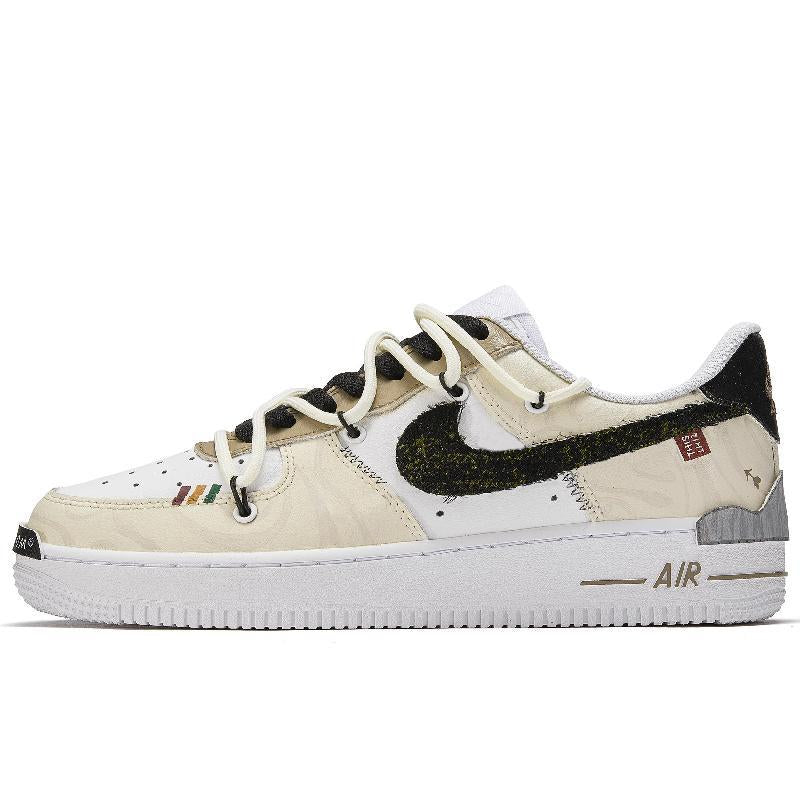 Custom Enter the wild Air Force 1 Brown/Green – hand-painted custom sneakers | DiySneakers