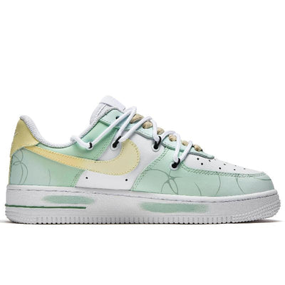 Custom Transformational geometry Air Force 1 Green, Yellow, White – custom sneakers view 2 | DiySneakers
