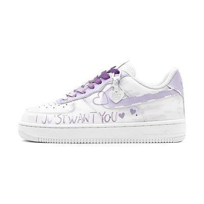 Custom Purple lover heart Air Force 1 – custom sneakers view 2 | DiySneakers