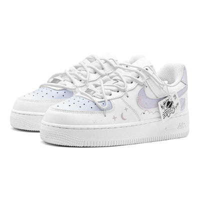 Custom Planet astronaut female Air Force 1 White/Blue – custom sneakers view 2 | DiySneakers