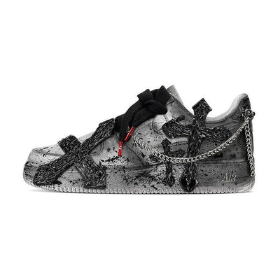Custom cross in black and grey Air Force 1 – custom sneakers view 2 | DiySneakers