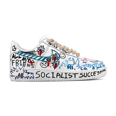 Custom Female street graffiti in GD color Air Force 1 White/Blue/Black – custom sneakers view 2 | DiySneakers