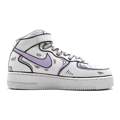 Custom Female dynamic 2D purple and gray style Air Force 1 – custom sneakers view 2 | DiySneakers
