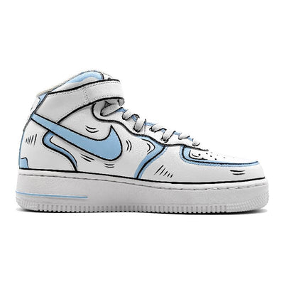 Custom dynamic 2D blue and gray style Air Force 1 – custom sneakers view 2 | DiySneakers