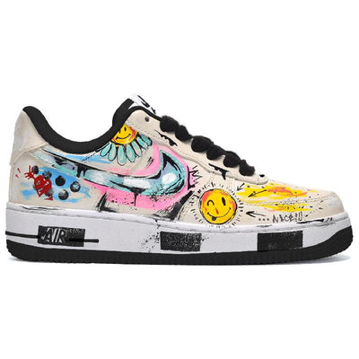 Custom The man little Daisy has a smiling face and a dark complexion Air Force 1 Beige/Black – custom sneakers view 2 | Di…