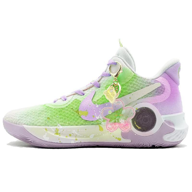 Custom The fallen cherry blossoms are a riot of green KD Trey 5 IX Vintage Green – hand-painted custom sneakers | DiySneakers