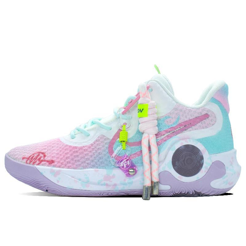Custom Passionate ink splashing KD Trey 5 IX Blue/Pink – hand-painted custom sneakers | DiySneakers