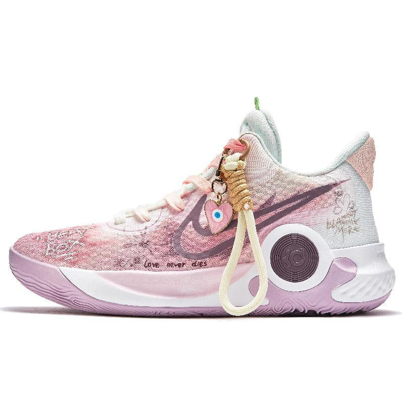 Custom Heartbeat Landing KD Trey 5 IX Vintage Purple White – hand-painted custom sneakers | DiySneakers