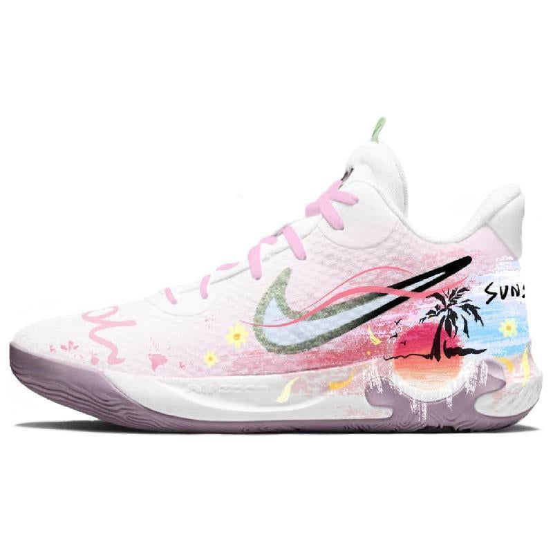 Custom Pink moment KD Trey 5 IX Vintage White/pink – hand-painted custom sneakers | DiySneakers