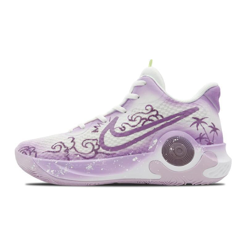 Custom light wisteria purple KD Trey 5 IX Vintage White/purple – hand-painted custom sneakers | DiySneakers