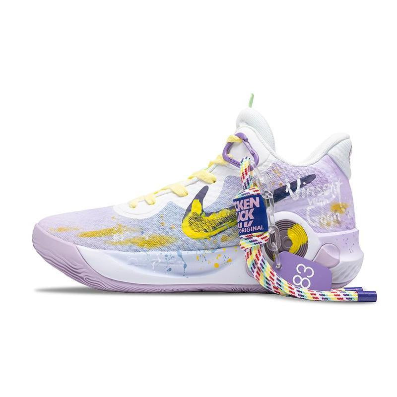 Custom Ion Collide KD Trey 5 IX Vintage Purple/blue/yellow – hand-painted custom sneakers | DiySneakers