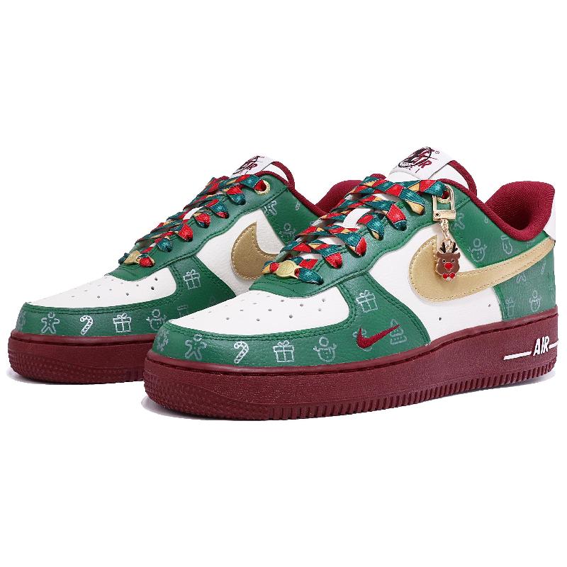Custom Christmas green gold hook Air Force 1 – hand-painted custom sneakers | DiySneakers